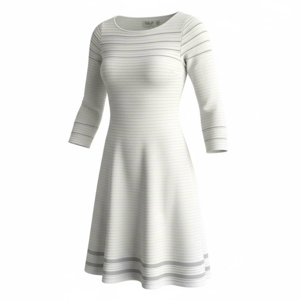 Eliza J Dress Fit & Flare Midi Bridal Shower Rehearsal Dinner Party Off White SP